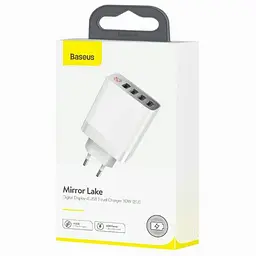 Мережевий зарядний пристрій Baseus Xiaomirror Lake Digital Display 4 USB 2.4 A CCJMHB-B02 White - мініатюра 4