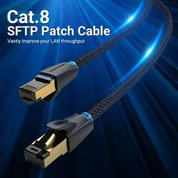 Патч-корд 5м, S/FTP cat 8 RJ-45 COPPER black Vention (IKGBJ) - мініатюра 2