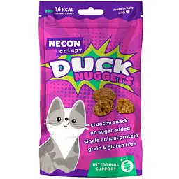 Ласощі для котів функціональні Necon Cripsy Cat Duck Nuggets Intestinal 85 г