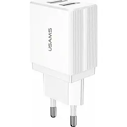 Мережевий зарядний пристрій Usams T24 double USB 2.1A White [64231] - мініатюра 2