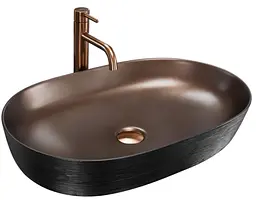 Умивальник Rea Cleo накладний 60.5x41 см black brushed copper REA-U6383