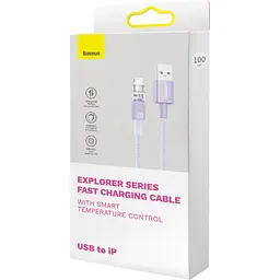 Кабель Baseus Explorer Series Fast Charging Cable with Smart Temperature Control Cable USB to Lightning 2.4A 1m CATS010005 Purple - мініатюра 4