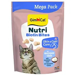 Вітаміни GimCat NUTRI BIOTIN BITES для котів для поліпшення стану шкіри та шерсті з маскарпоне та біотином 425 г
