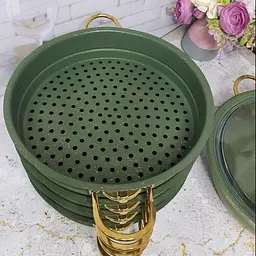 Мантоварка-пароварка з антипригарним покриттям O.M.S. Collection 6091 C-28 см 5,8 л Green - мініатюра 3