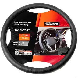 Чехол руля Elegant L 39-41 см Перфорація 1 шов Екожа Чорний (EL105 722)