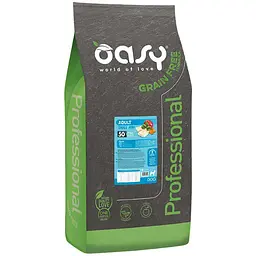 Беззерновий сухий корм Oasy Dog Grain Free Adult Small/Mini для дорослих собак малих порід риба з яблуком та бататом 18 кг