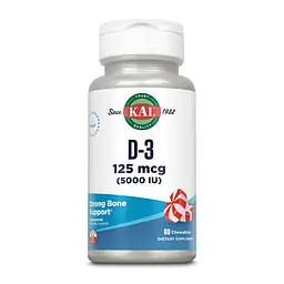 Вітамін D3 D-3 5000 IU 125 мкг 60 жувальних таблеток