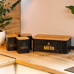 Набір для зберігання продуктів Haus Roland 4 штуки з нержавіючої сталі, чорний Yiwu HP33527B - мініатюра 2