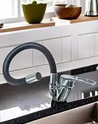 Змішувач гнучкий Water Tap HA-181 для кухні та ванної • Кран із силіконовим виливом 47 см і обертанням на 360° - мініатюра 4