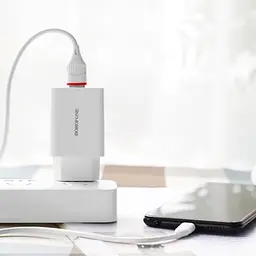 Мережевий зарядний пристрій Borofone BA21A Long QC3.0 1USB/3A/18W + Cable Micro білий - мініатюра 2