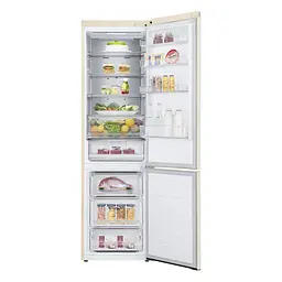 Холодильник LG 203x60х68 холодильне відділення 277 л морозильне відділення 107 л 2 двері А++ NF Metal Fresh бежевий (GC-B509SESM) - мініатюра 2
