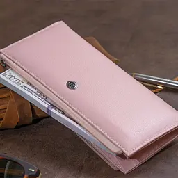 Горизонтальний тонкий гаманець зі шкіри ST Leather 19325 рожевий - мініатюра 10