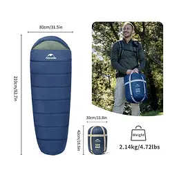 Спальний мішок Naturehike з капюшоном MJ600 CNK2300SD014, темно-блакитний (6976507663977) - мініатюра 2