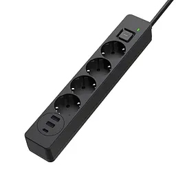Мережевий фільтр-подовжувач СolorWay 4 розетки/3USB (2USB-A + 1 TYPE-C) (24W) Black 5 м (CW-CHE435PDB) - мініатюра 3