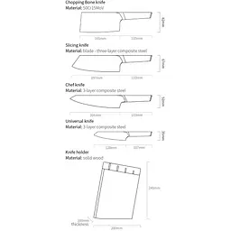 Набір Huo Hou Fire Compound Steel Knife Set (4 ножі з підставкою) HU0033 - мініатюра 5