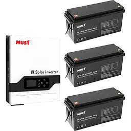 Система зберігання енергії Must PV18-3224 VPM ll Series 24V 3.2kW + 3 АКБ LP15-24100 7.6kWh (25.6V/100Ah/2560Wh) [174101]