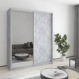 Шафа-купе дводверна MebelStar Комбо AL ДСП/Дзеркало 170x60x210 см Бетон (MBS-2764)