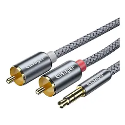 Кабель мультимедійний Essager 3.5 mm M - 2xRCA M чорний 3 м (EYPZJ-MYC0G) - мініатюра 3
