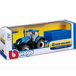 Автомодель Bburago Farm Трактор New Holland з причепом (18-44067) - мініатюра 2