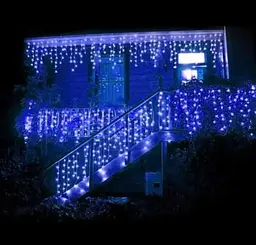 Гірлянда вулична Бахрома 5 м 120 Led (на білому дроті, з перехідником) Синя - мініатюра 5