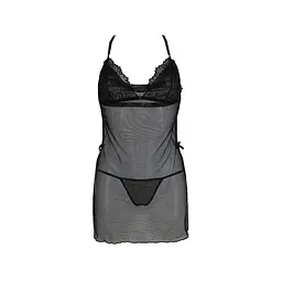 Сорочка Passion DELIENA CHEMISE L/XL black, стрінги із заниженою талією - мініатюра 3