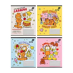 Зошит Kite Garfield, 12 аркушів, коса лінія (GF26-235), в асортименті
