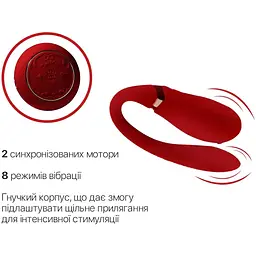 Смартвібратор для пар Zalo Fanfan set Bright Red, пульт ДК - мініатюра 5