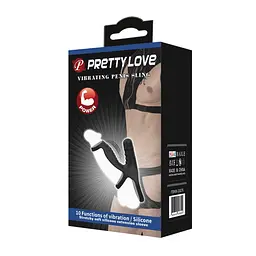 Насадка на пеніс з вібрацією Pretty Love Vibrating Penis Sling 11.5 см чорний - мініатюра 8