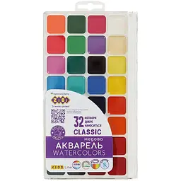 Уцінка. Акварель ZiBi Classic Kids Line 32 кольори без пензлика (ZB6574)  - мініатюра 1
