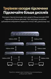 HDMI-розгалужувач UGREEN CM714 спліттер HDMI 2.1 1 вхід і 8 виходів дублювання одного зображення на 8 екранах 8K 60 Гц і 4K 240 Гц для 8K 60 Гц і 4K 240 Гц (25860) - мініатюра 10