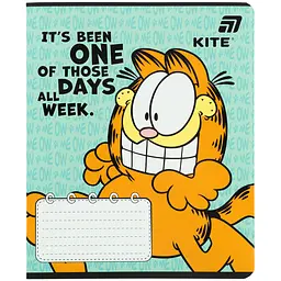 Зошит  Kite Garfield в лінійку 18 аркушів бірюзовий
