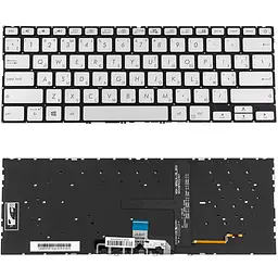 Клавіатура для ноутбука ASUS (UX434 series) ukr ice-сріблястий без фрейма подсветка клавиш