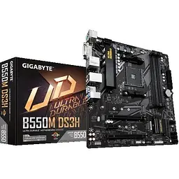 Материнська плата Gigabyte AM4 (B550) B550M DS3H, B550, 4xDDR4, CrossFireX, Int.Video(CPU), 4xSATA3, 2xM.2, 1xPCI-E 16x 4.0, 1xPCI-E 16x 3.0, 1xPCI-E 1x 3.0, ALC887, GLan, 6xUSB3.2/6xUSB2.0, DVI-D/HDMI, MicroATX - мініатюра 2
