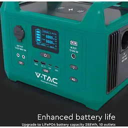 Зарядна станція V-TAC / 300 Вт / 288 Вт/ч / LiFePO4 (VT-303N) UA - мініатюра 4