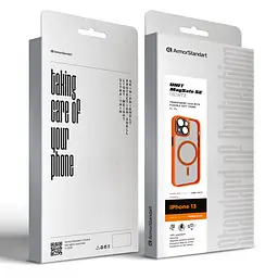 Чехол для Apple iPhone 13, Unit MagSafe SE, оранжевый, с защитой камеры, магсейф, противоударный, магнитный, панель-накладка с MagSafe, с поддержкой беспроводной зарядки, TPU+PC, защита всего корпуса, ударопрочный, ArmorStandart (ARM75377) - мініатюра 5