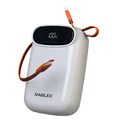 Портативна батарея Rablex RB10FP 10000mAh із вбудованим кабелем USB-C PD35W Fast charging Power Bank
