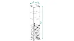 Пенал Анжело Ferrum-decor на 3 полиці з дверима та 4 ящиками 1900x400x380 ДСП Дуб Сан-Марино 16 мм (FRD-104931) - мініатюра 4