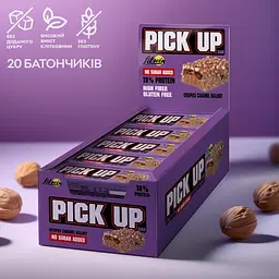 Батончик Pick Up, 20*45 грам - кранчі карамель та волоський горіх FitWin fit0023432 - мініатюра 1