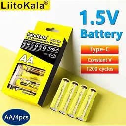 Набір акумуляторів LiitoKala USB-T36 (4xAA 2400 mAhh, 1.5V), 4 в 1 Type-C з кабелем зарядки - мініатюра 2