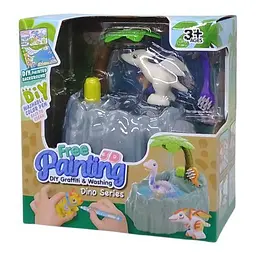 Набор для творчества MIC DIY Graffiti and Washing: Динозавры 4 фигурки, подача воды, 6 фломастеров, ванночка