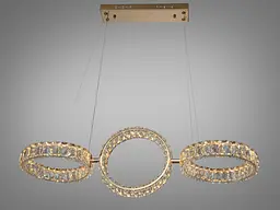 Кришталева LED-люстра кільця Diasha D8893/250x3B G, 68W, пульт, золото, 82 см