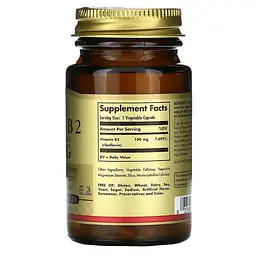 Рибофлавин (В-2) Vitamin B2 100 mg 100 капсул Solgar vit0005010 - миниатюра 2