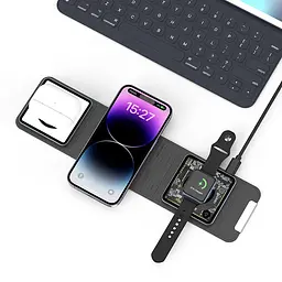 БЗП Wi-W001 3 in 1 Wireless Charger Black Wiwu teh0029876 - мініатюра 3
