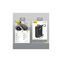 Батарея універсальна Dudao 20000mAh K14+ 22.5W, PD, QC, USB-A, USB-C(In/Out), with built-in USB-C/Lightning cables, Black (6977196680016) - мініатюра 3
