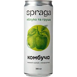 Уцінка. Напій Spraga Комбуча Яблуко та Груша слабогазований з/б 330 мл (923963) - мініатюра 1