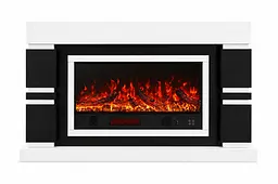 Електричний камін Logos Medium Bluetooth звук потріскування дров Чорний з білим (10080134)