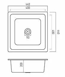 Кухонна мийка Platinum 4040 RUBA матовий Графіт (SP000040835) - мініатюра 8