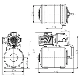 Насосна станція Pumpman ATJET100 Нmax 43 м Qmax 3,6 куб.м 750 Вт бак 24 л (CV029790) - мініатюра 6