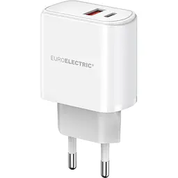 Мережевий зарядний пристрій Euroelectric USB-A+Type-C 18W, 20W QC3.0 білий (100) - мініатюра 2
