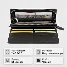 Вертикальний гаманець шкіряний жіночий ST Leather 19274 чорний - мініатюра 3